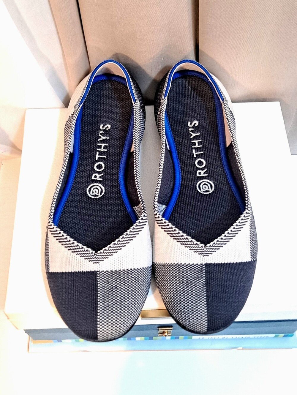 Rothy's Black/White Buffalo Plaid Flats - Picture 2 of 5